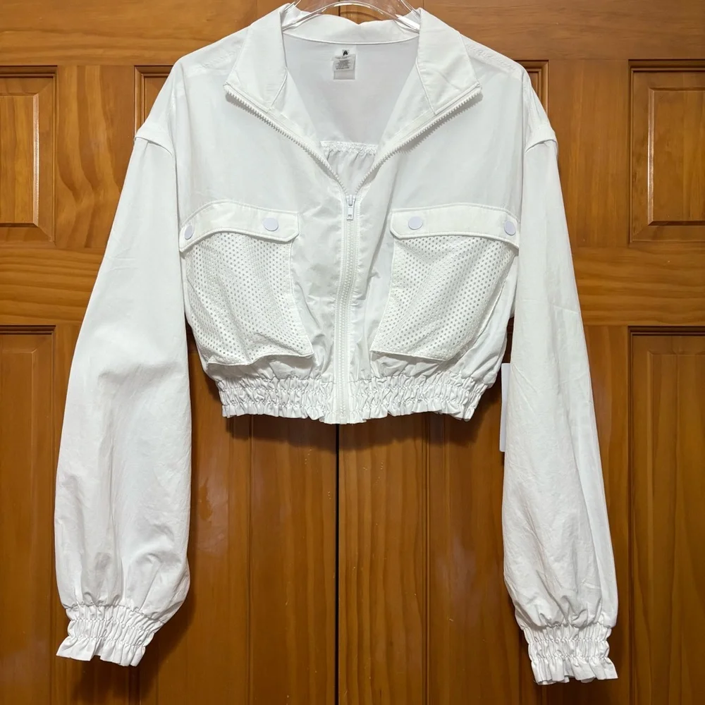 Spiritual Gangster White Cropped Windbreaker Jacket Size Small NWT - Picture 5 of 12